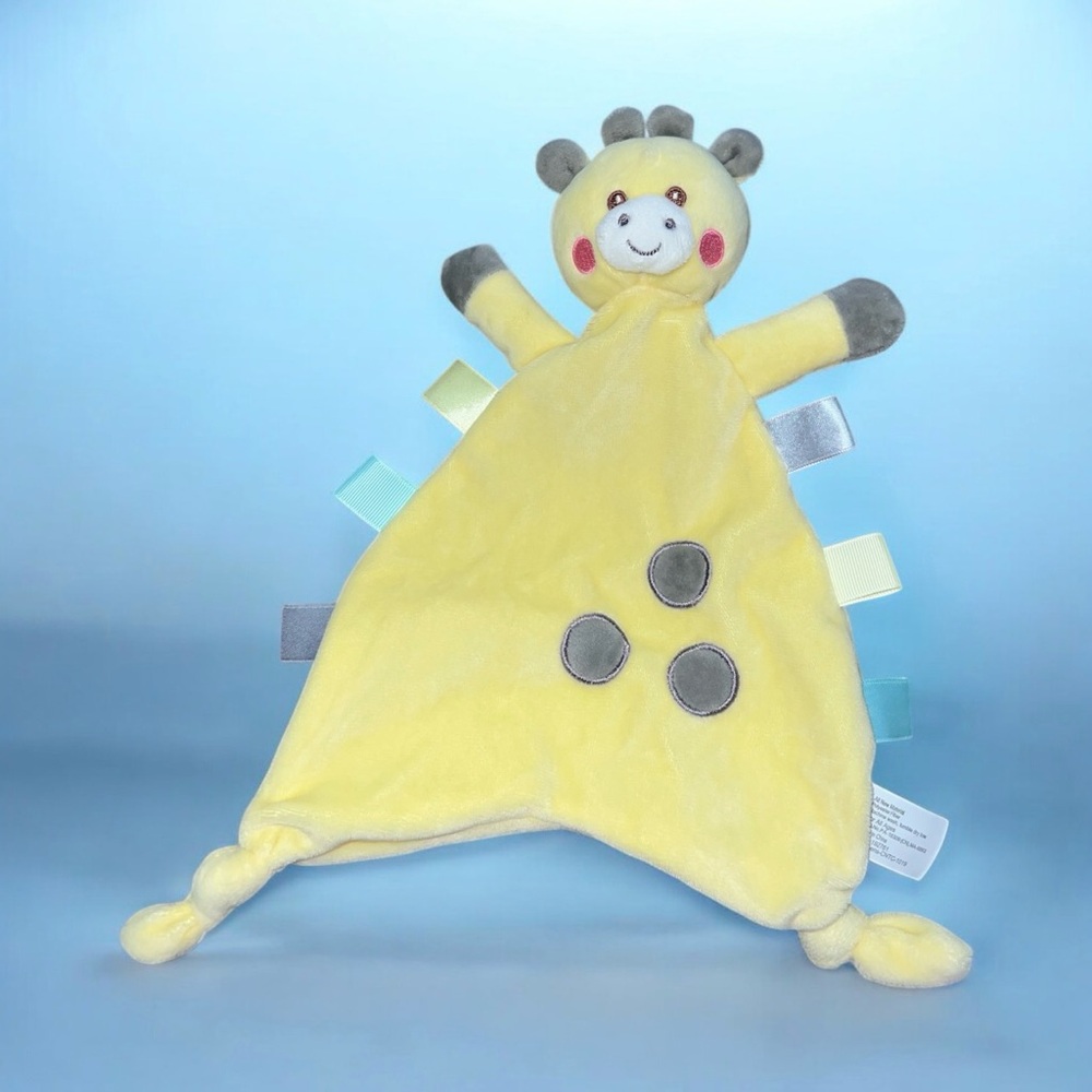 Walgreens Yellow Moon & Stars Giraffe Knotted Security Blanket Lovey Satin Tags
